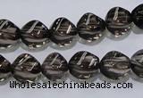 CSQ116 9*12mm twisted rice grade AA natural smoky quartz beads