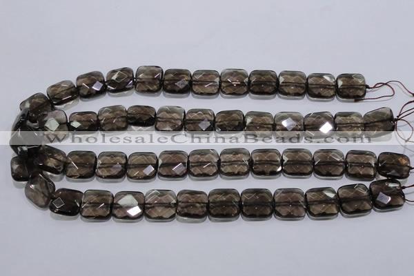 CSQ121 15*15mm facetad square grade AA natural smoky quartz beads