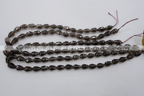 CSQ135 8*12mm faceted teardrop grade AA natural smoky quartz beads