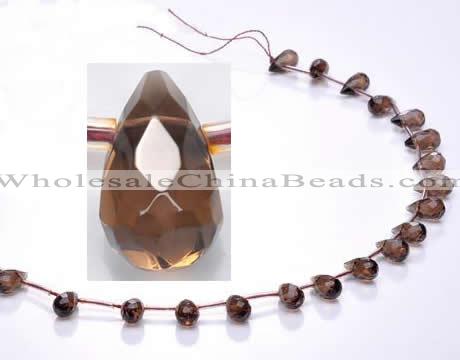 CSQ18 6*10mm faceted teardrop A grade natural smoky quartz beads