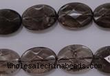 CSQ210 13*18mm faceted oval grade AA natural smoky quartz beads