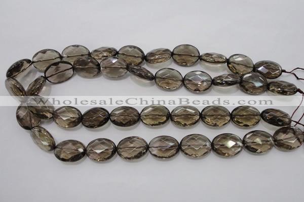 CSQ211 15*20mm faceted oval grade AA natural smoky quartz beads