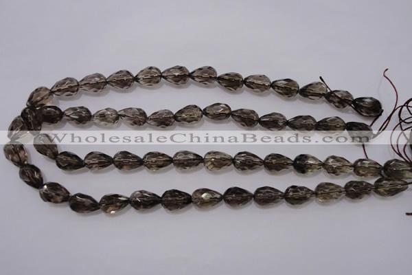 CSQ243 10*14mm faceted teardrop grade AA natural smoky quartz beads