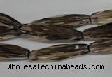 CSQ260 15.5 inches 8*28mm faceted rice natural smoky quartz beads