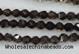 CSQ351 15.5 inches 6mm faceted nuggets smoky quartz beads