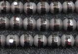 CSQ511 15.5 inches 6mm faceted round matte smoky quartz beads