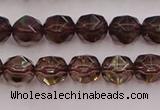 CSQ526 15.5 inches 6mm faceted nuggets smoky quartz gemstone beads