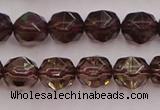 CSQ527 15.5 inches 8mm faceted nuggets smoky quartz gemstone beads