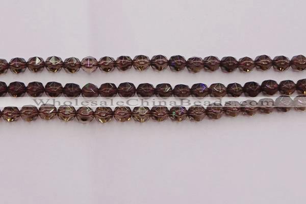 CSQ527 15.5 inches 8mm faceted nuggets smoky quartz gemstone beads