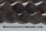 CSQ533 15.5 inches 10mm faceted nuggets matte smoky quartz beads