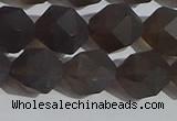 CSQ534 15.5 inches 12mm faceted nuggets matte smoky quartz beads