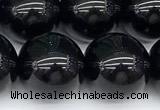 CSQ544 15 inches 14mm round black morion smoky quartz beads