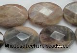 CSS108 15.5 inches 18*25mm faceted oval natural sunstone beads wholesale