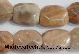 CSS258 15.5 inches 15*20mm faceted rectangle natural sunstone beads