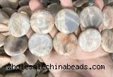 CSS422 15.5 inches 30mm flat round sunstone beads wholesale