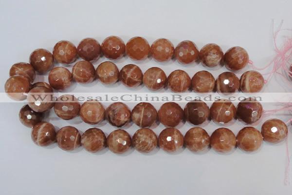 CSS511 15.5 inches 19mm faceted round natural golden sunstone beads