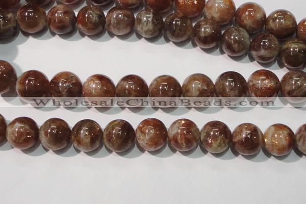 CSS557 15.5 inches 14mm round natural golden sunstone beads