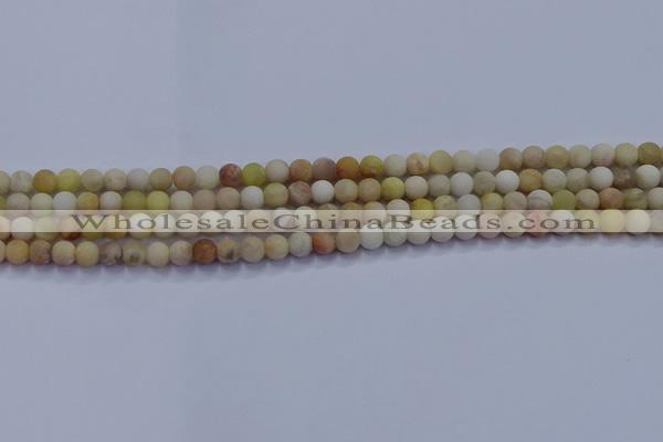 CSS620 15.5 inches 4mm round matte yellow sunstone gemstone beads