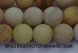 CSS624 15.5 inches 12mm round matte yellow sunstone gemstone beads