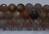 CSS641 15.5 inches 6mm faceted round sunstone gemstone beads