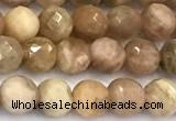 CSS820 15 inches 6mm faceted round sunstone beads