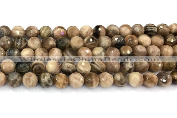 CSS822 15 inches 10mm faceted round sunstone beads