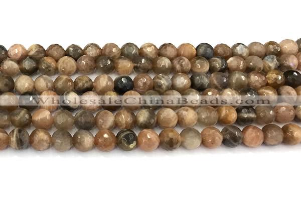 CSS831 15 inches 8mm faceted round sunstone beads