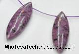 CSU25 AB grade 20*60mm flat rice dyed natural sugilite beads