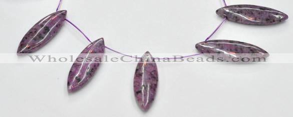 CSU25 AB grade 20*60mm flat rice dyed natural sugilite beads