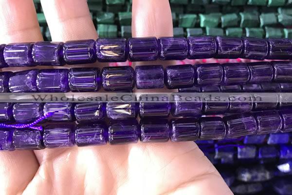 CTB257 15.5 inches 8*10mm tube natural amethyst gemstone beads