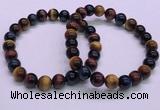 CTB36 7.5 inches 8mm round colorful tiger eye beaded bracelets