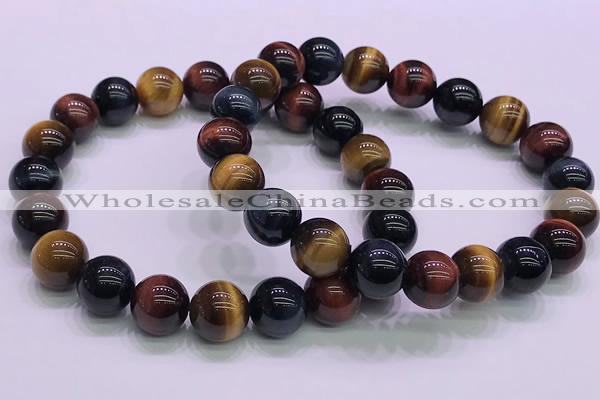 CTB37 7.5 inches 10mm round colorful tiger eye beaded bracelets