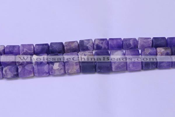 CTB563 15.5 inches 10*13mm triangle matte dogtooth amethyst beads