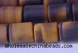 CTB574 15.5 inches 10*13mm triangle matte yellow tiger eye beads