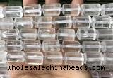 CTB615 15.5 inches 11*16mm - 12*18mm faceted tube white crystal beads