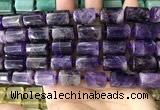 CTB618 15.5 inches 11*16mm - 12*18mm faceted tube amethyst beads