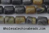 CTB712 15.5 inches 6*8mm tube black picasso jasper beads wholesale