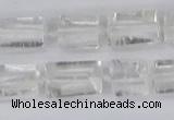 CTB730 15.5 inches 6*10mm - 8*12mm faceted tube white crystal beads