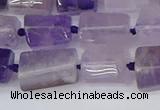 CTB732 15.5 inches 6*10mm - 8*12mm faceted tube amethyst beads