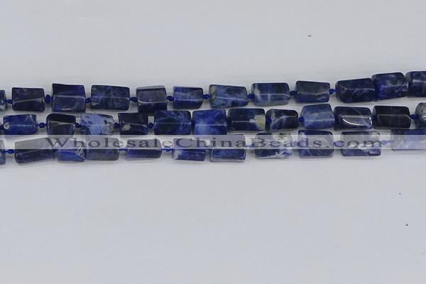 CTB735 15.5 inches 6*10mm - 8*12mm faceted tube sodalite beads