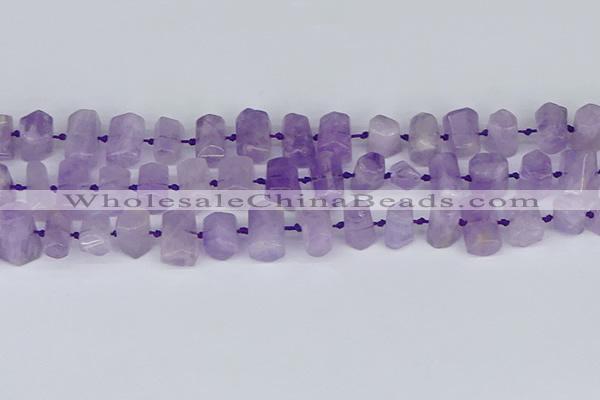 CTB752 15.5 inches 6*10mm - 8*12mm faceted tube lavender amethyst beads