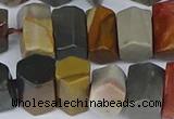 CTB762 6*10mm - 8*12mm faceted tube polychrome jasper beads