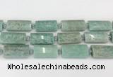 CTB852 13*25mm - 15*28mm faceted flat tube amazonite beads