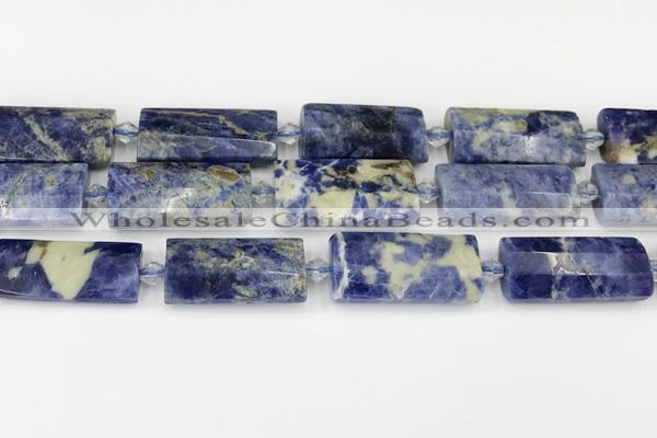 CTB853 13*25mm - 15*28mm faceted flat tube sodalite beads