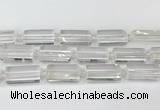 CTB860 13*25mm - 15*28mm faceted flat tube white crystal beads