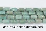 CTB882 13*25mm - 14*19mm faceted tube amazonite beads