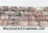 CTB883 13*25mm - 14*19mm faceted tube pink opal beads