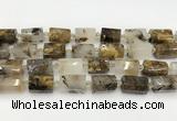 CTB892 15.5 inches 13*25mm - 14*19mm faceted tube scenic quartz beads