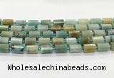 CTB897 15.5 inches 10*14mm faceted tube amazonite beads wholesale