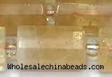 CTB907 15 inches 10*16mm faceted tube citrine beads